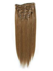 #8 light brown clip in straight