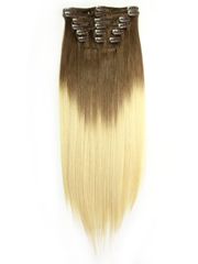 #T4/613 chocolate brown-lightest blonde clip in straight